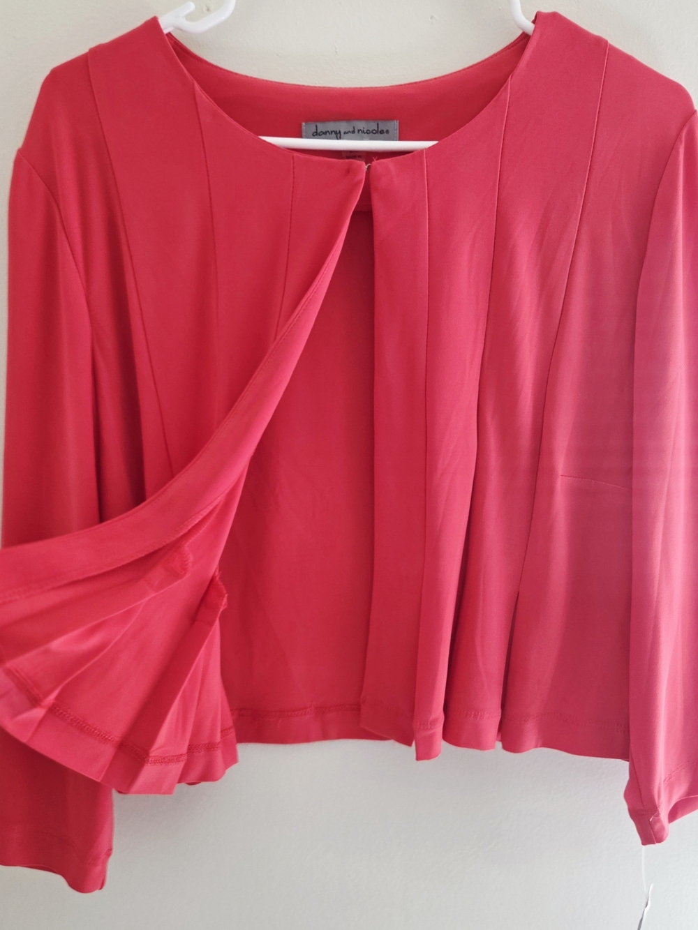Danny and Nicole Women's Pink Pleated Open-Front Top